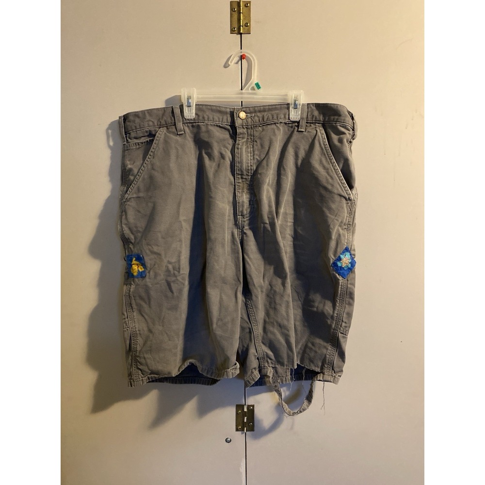 Carhartt B278 Custom Pikachu Squirtle Pokemon Shorts Distressed Charcoal Men 40